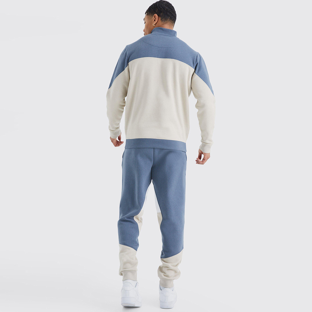 Man 1/4 Zip Funnel Neck Colour Block Tracksuit