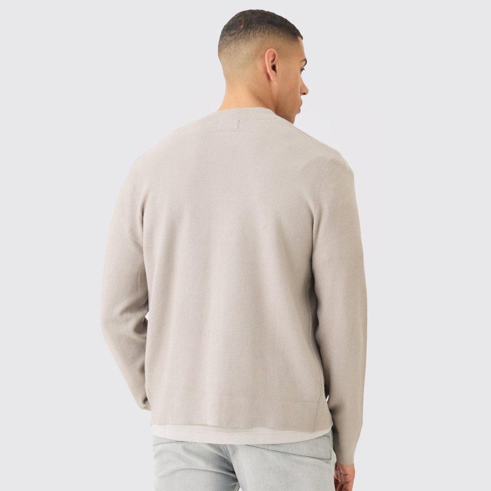 Regular Fit Man Branded Knitted Bomber - Image 2